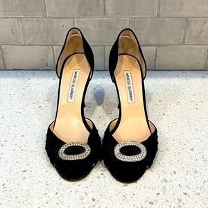 Manolo Blanik Peep Toe Black Dressy Heels